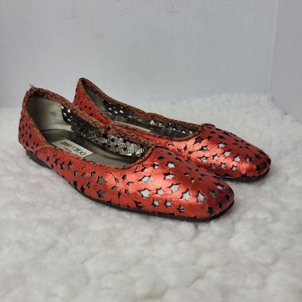 Jimmy Choo Women's Size 7 Momo Star Res Laser Cut Ballet Flats